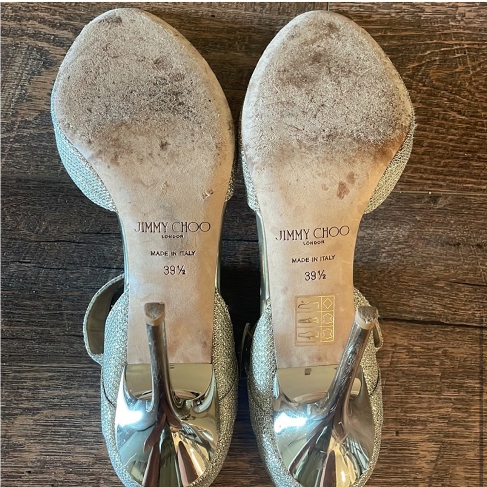 Jimmy Choo Heels Gold Stiletto High Heels Sandals with Strap Size 39.5 or 8.5 - Picture 5 of 6